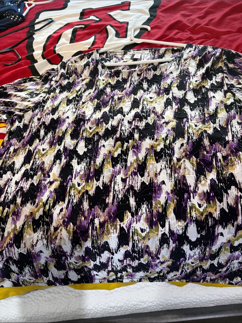 Women's Purple Patterned Long-Sleeve Top XL by JM Collection good condition.